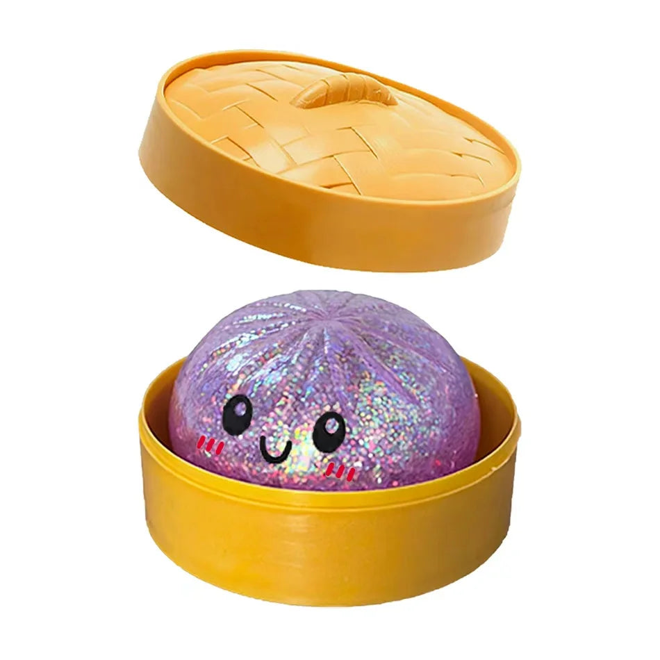 6 Styles 12pcs Colorful Glitter Dumpling Glitter Dumpling Squishy with Box Dumplings Sensory Squeeze Toy for Stress Relief Toys