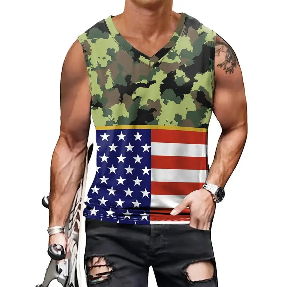 4Th Of July V-Neck Vest Gym Sportswear Sleeveless T-Shirt Holiday Party Independence Day Acg Cosplay Costumes Tops