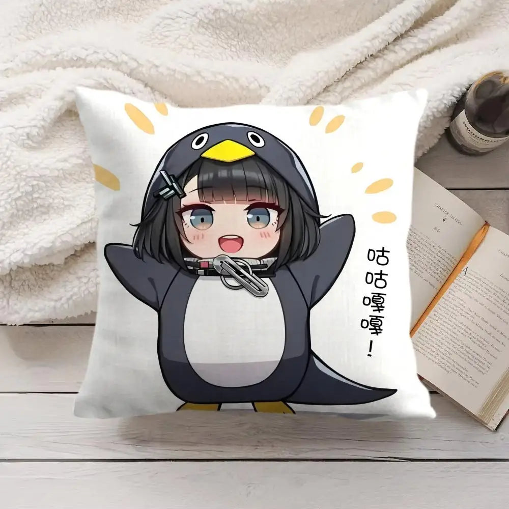 Game Arknights Cute Penguin Cushion Cover Soft Short Plush Pillow Cover Smooth Cozy Texture Aesthetic Cushion Case Home Decor