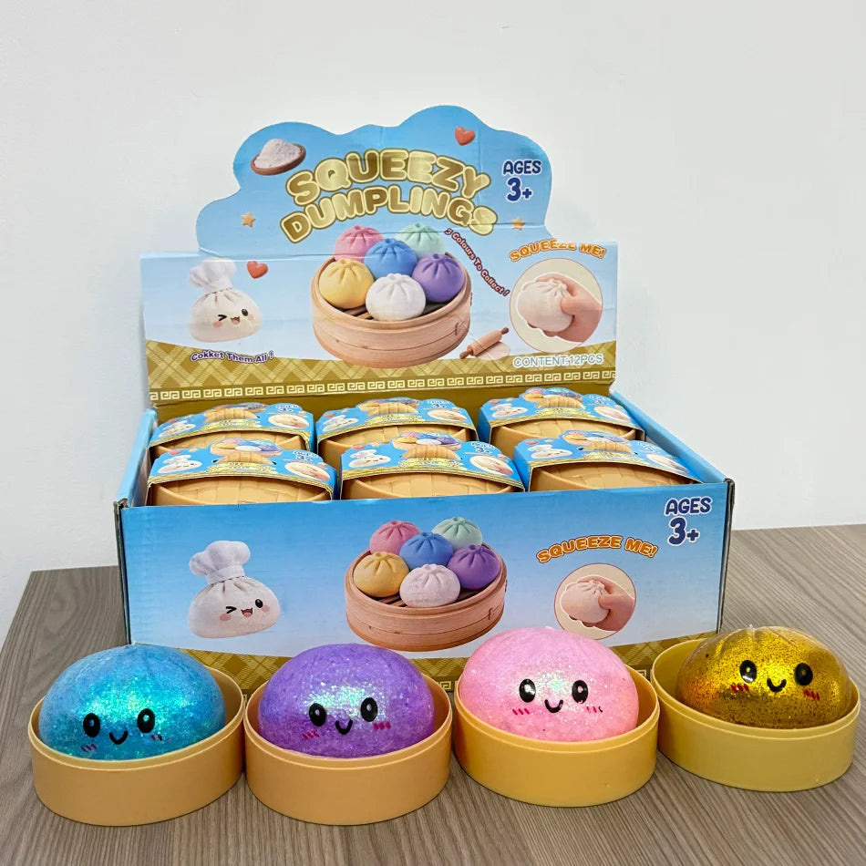 2027 Glitter Dumpling Glitter Dumpling Squishy with Box Dumplings Sensory Squeeze Toy for Stress Relief