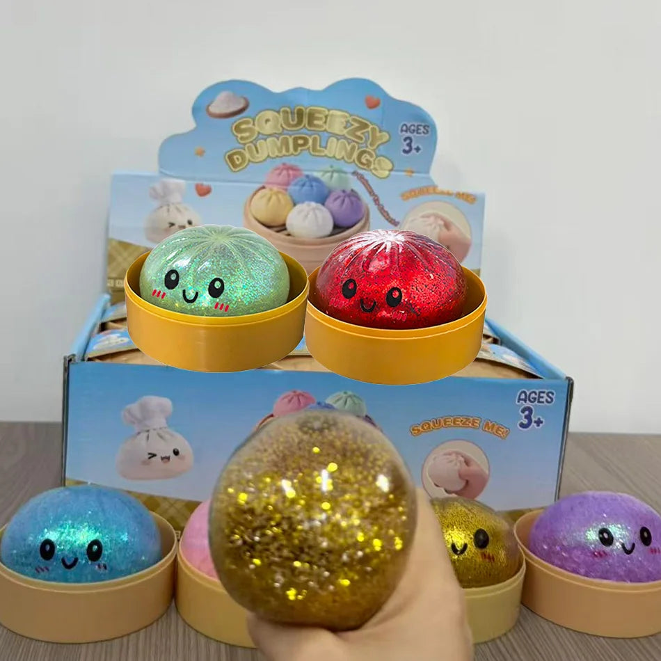 Oversized Glitter Dumpling Squishies Soft Slow Rebound Sensory Squeeze Toy Relief Anxiety Fidget Stress Ball Office Gifts