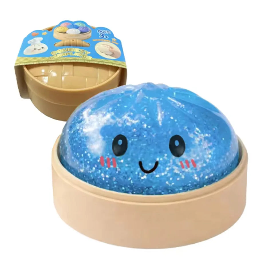 6 Styles 12pcs Colorful Glitter Dumpling Glitter Dumpling Squishy with Box Dumplings Sensory Squeeze Toy for Stress Relief Toys
