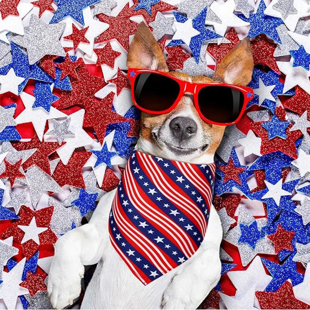Pet Dog Bandanas Triangular Scarf 20PCS For 4th July Independence Day Pet For Dogs Puppy Bibs Holiday Pet Grooming Accessories