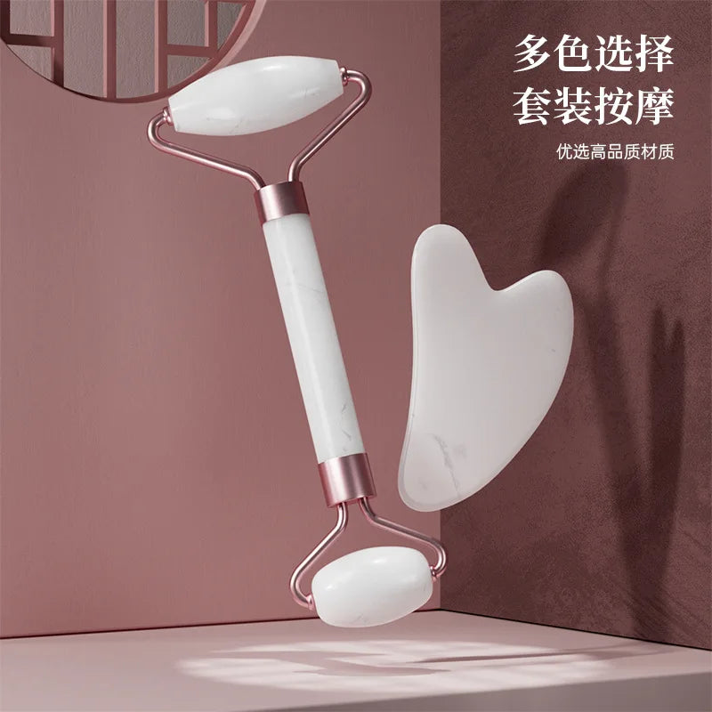 Resin Roller Massager Set Portable Non Jade Facial Beauty and Relaxation Massager Dual Head Massage Stick Health and Wellness