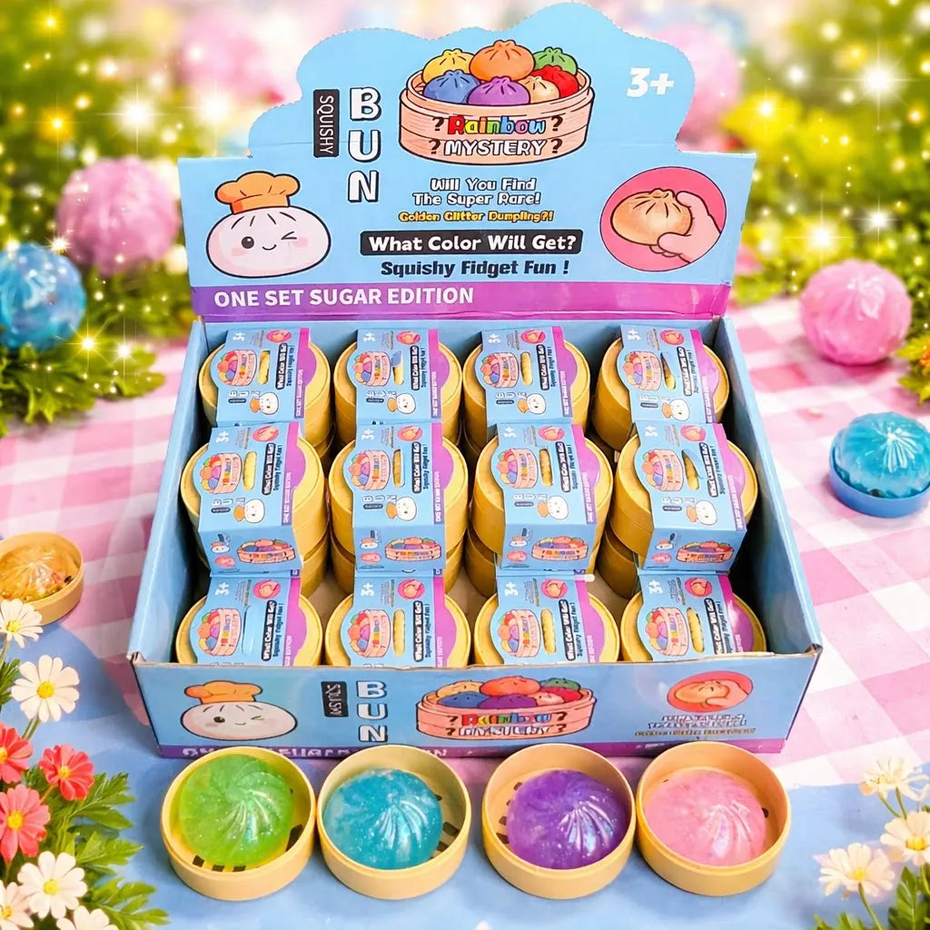 Glitter Colorful Dumpling Squishy Stress Ball Slow Rebound Squeeze Toy Decompression Prank Surprise Blind Box Gift
